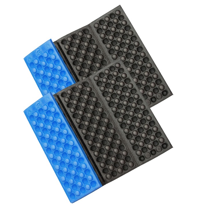 Set 2 Scaune Pliabile, Polietilena, Albastru cu Negru, 39x27x1,8cm