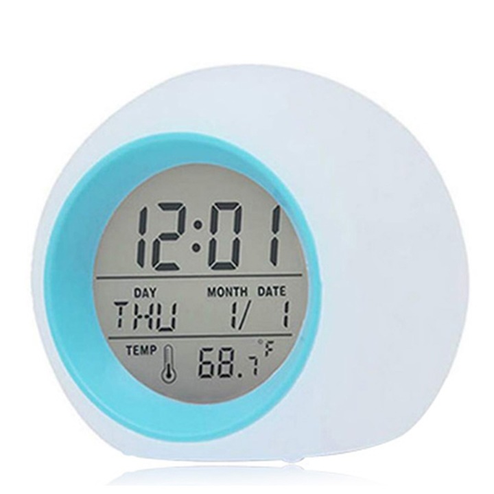 Ceas decorativ cu LED, multifunctional, alb, 85x85x80mm