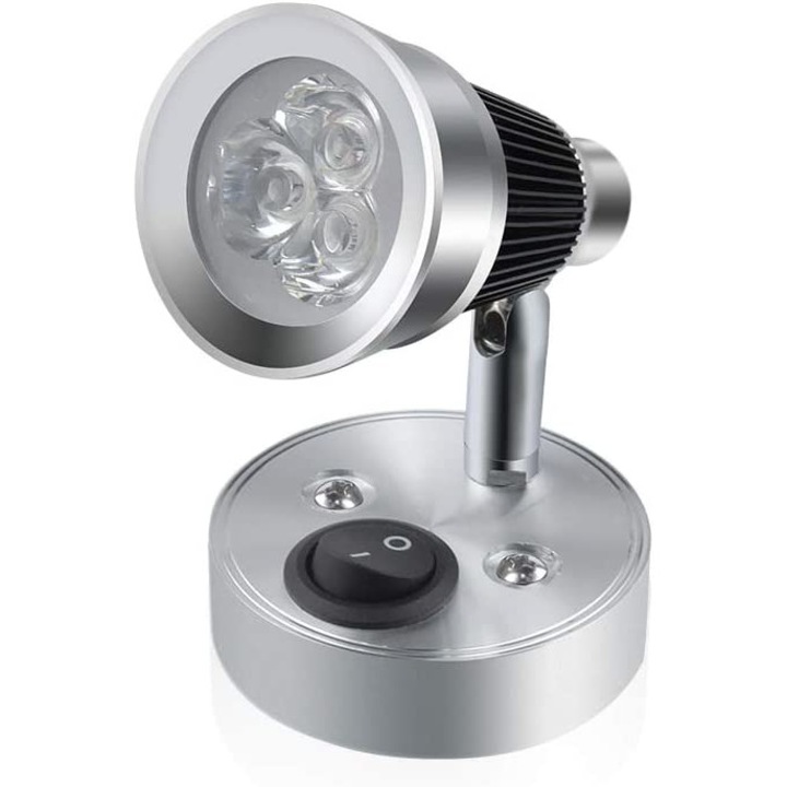 Set 2 Lampi LED Rotative, Aluminiu, 12x12x10cm, 3W, Multicolor