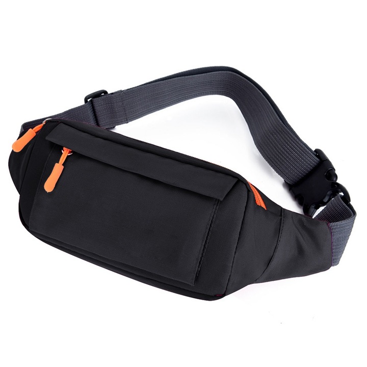 Uniszex kézitáska, Oxford, fekete, 32x13x4cm, három rekesszel