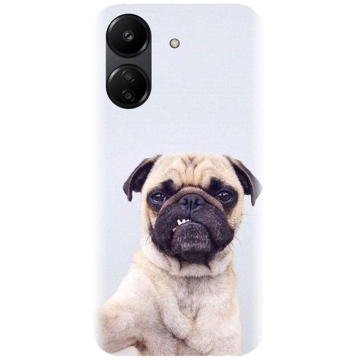 Силиконов калъф, съвместим с Xiaomi Redmi 13c 4g - модел Simple Pug Selfie