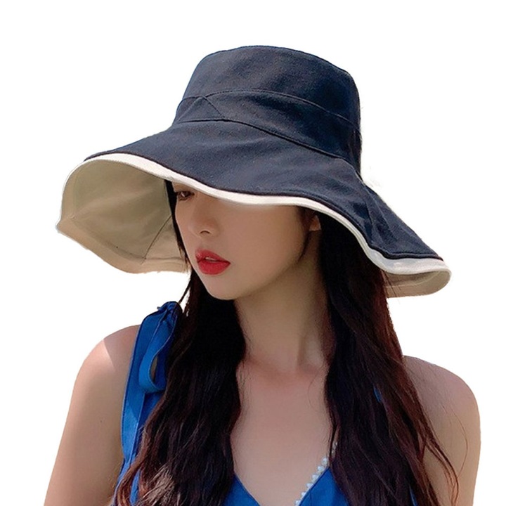 Palarie dama, Bumbac, 56-58 cm, Negru