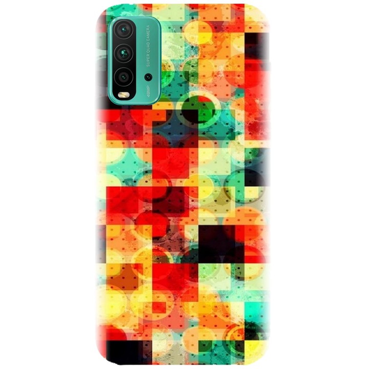 Силиконов калъф, съвместим с Xiaomi Redmi 9t - Цветен абстрактен модел