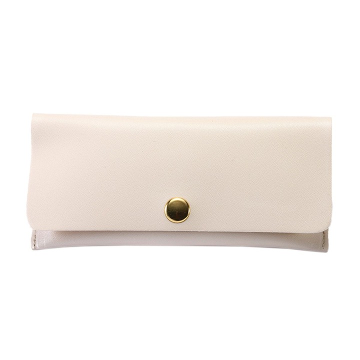 Etui pentru ochelari, piele ecologica, bej, 17.8x8x2.9cm