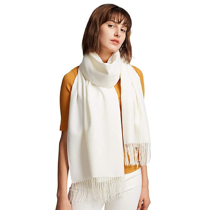 Esarfa oversized, alba, 70x200cm, multifunctionala