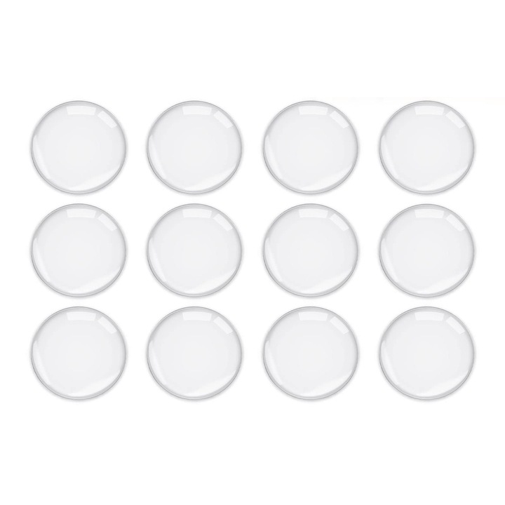 Set 12 autocolante, 30 mm, Silicon, Autoadeziv, Transparent