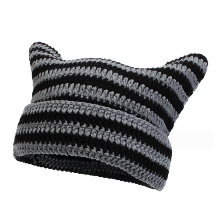 Caciula Unisex cu Urechi de Pisica, Elastica, 56-58cm, Multicolor