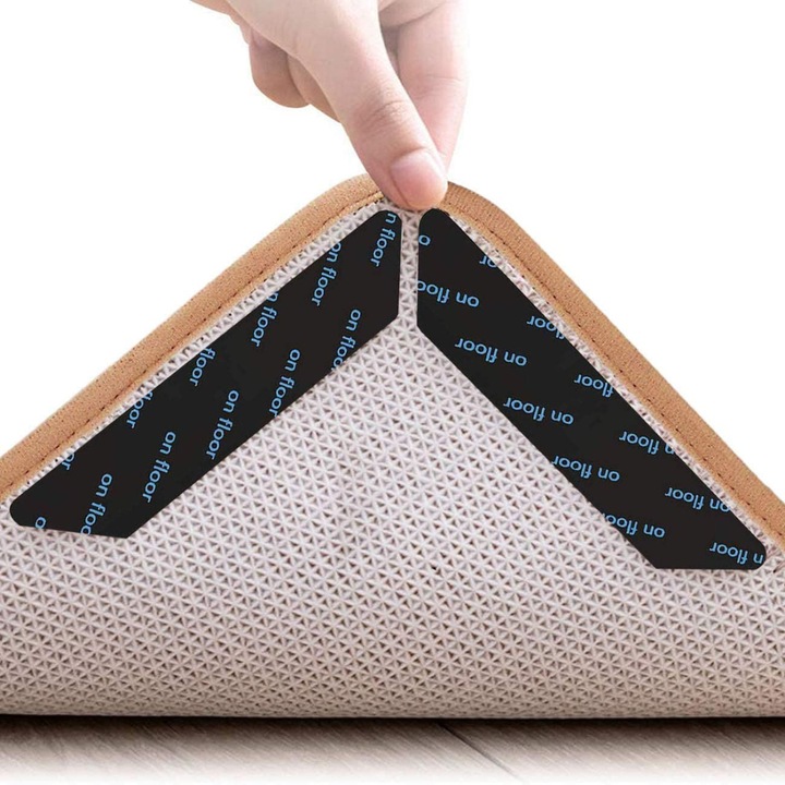 24 db csúszásmentes készlet szőnyeghez, mosható, újrafelhasználható, 130x25 mm, fekete