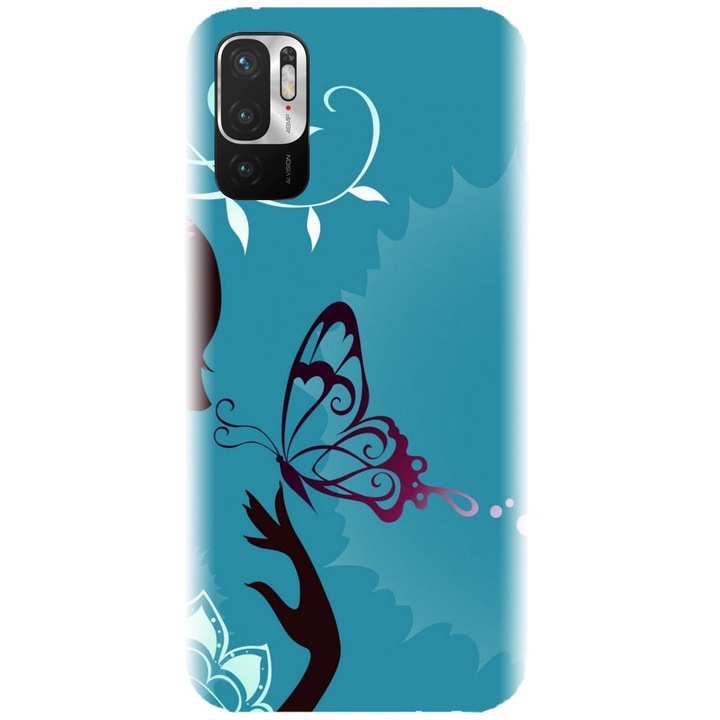 Калъф, съвместим с Xiaomi Redmi Note 10 4g - модел Blue Butterfly, силикон