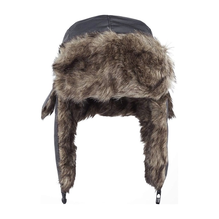 Téli sapka fülvédővel, poliészter, vízálló, légáteresztő, szürke, 56-60cm