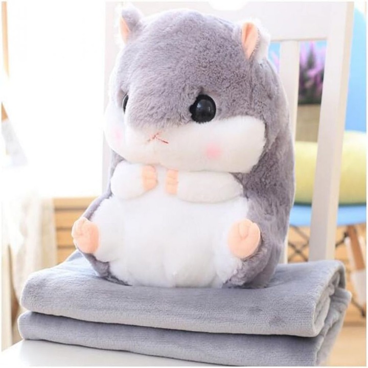 Set perna decorativa/patura, plus, gri, 50x30cm/100x170cm