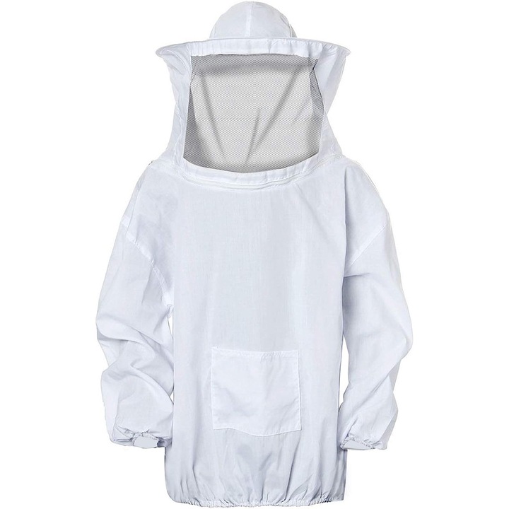 Costum de protectie apicultura, unisex, cu voal detasabil, elastic, 58 cm, alb