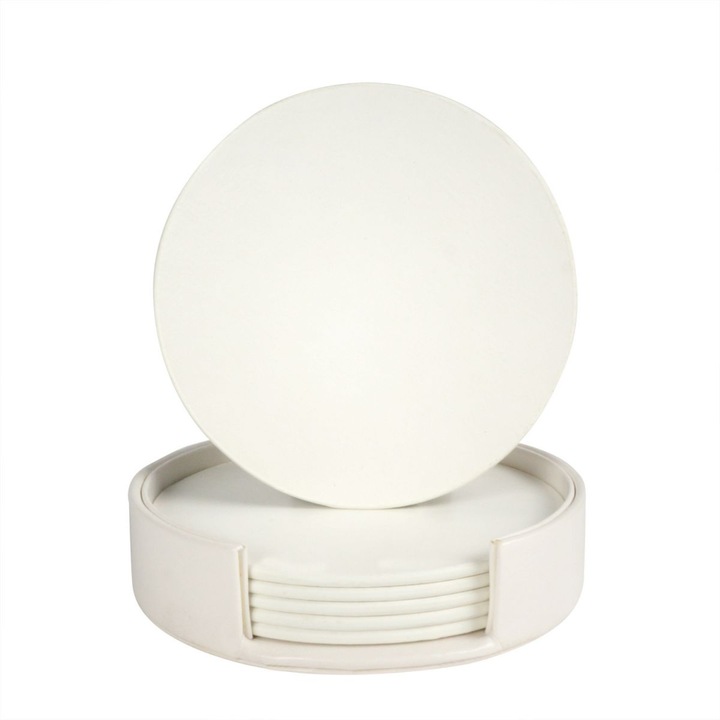 Set suporturi bauturi, alb, 10x10x0.3cm