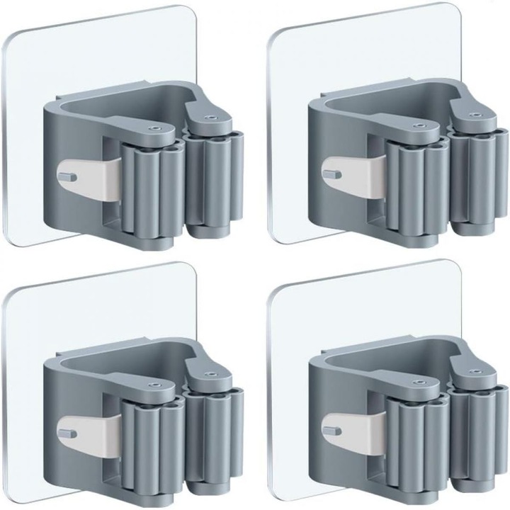 Самозалепващи се държачи за моп, пластмасови, сини, 6x6x4,5 cm