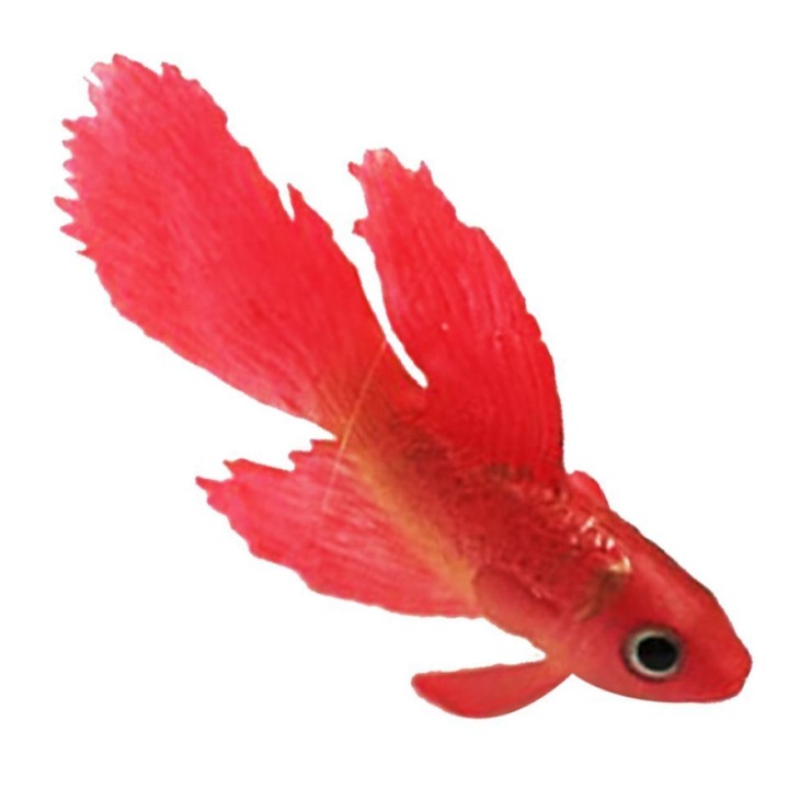 Peste artificial decorativ pentru acvariu, silicon, rosu, 7.5x5 cm