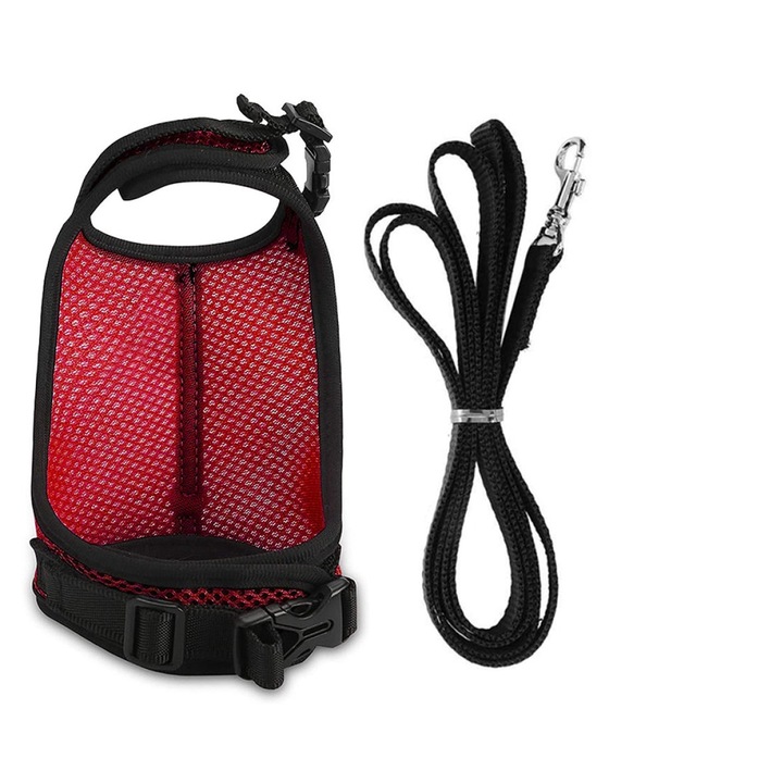 Ham animale mici, Poliester, Negru/Rosu, S