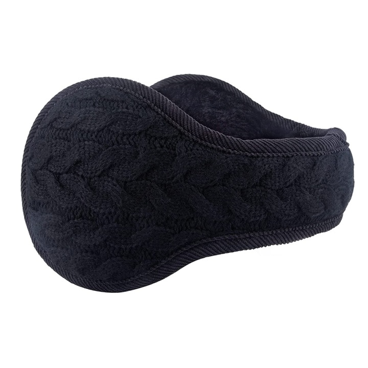 Fülvédő, Polár, Télre, 30 cm, Fekete