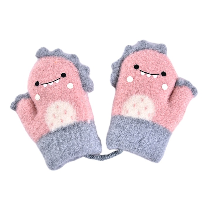 Manusi copii, manusi de iarna tricotate, captusite cu lana, 15x10cm, pentru 1-3, multicolor, Multicolor, 3 ani