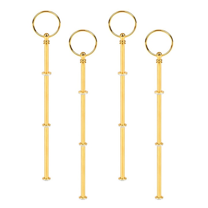 Set 4 Suporturi pentru Tort, Fructiere, 3 Etaje, Zinc, Auriu si Negru, 4.4x11.3cm