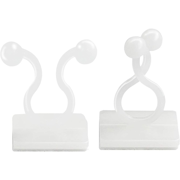 Set 100 suporturi autoadezive pentru plante, Alb, 20x12x28mm