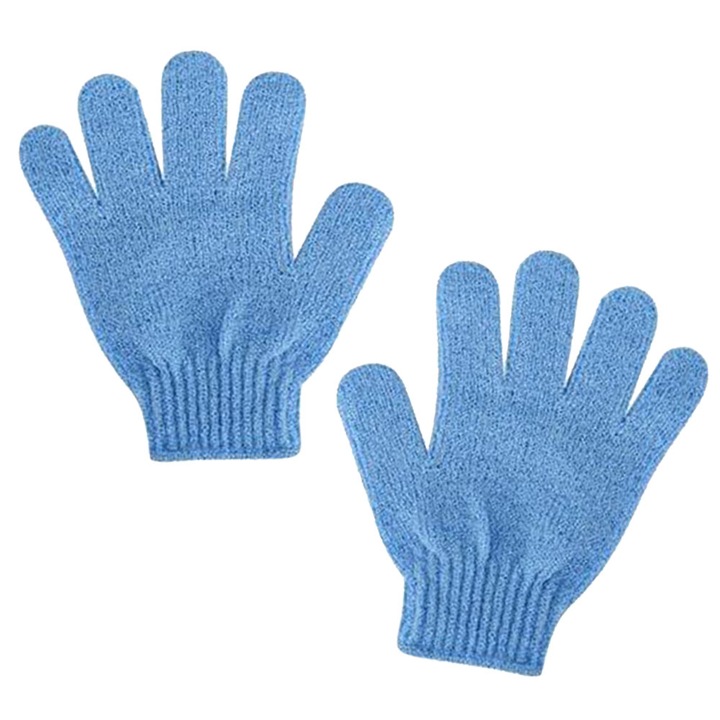 Fürdőkesztyű hámlasztáshoz, nylon, kék, 18,5x15cm