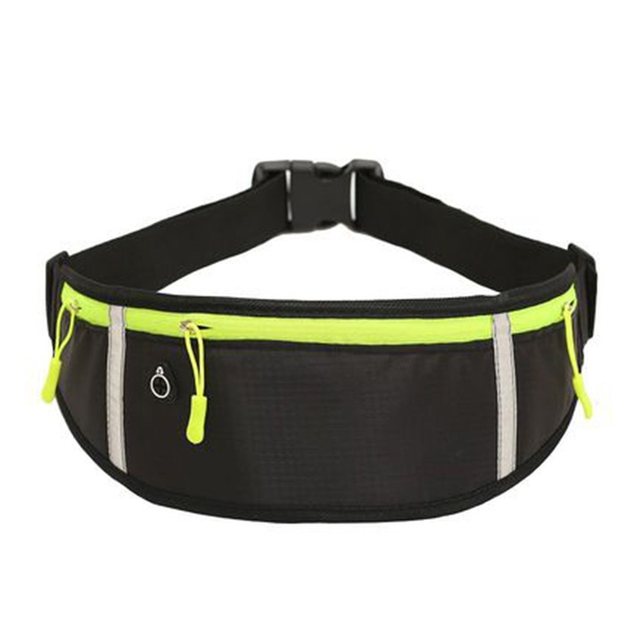 Sportos táska, vízálló, fényvisszaverő, fekete, 45x12cm