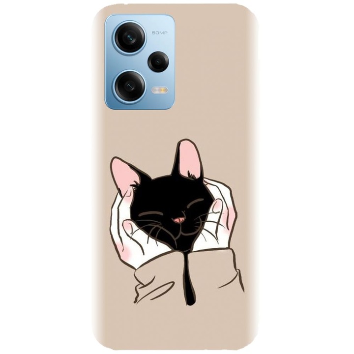 Husa din silicon compatibila cu Xiaomi Redmi Note 12 Pro Plus - model Th Black Cat In Hands