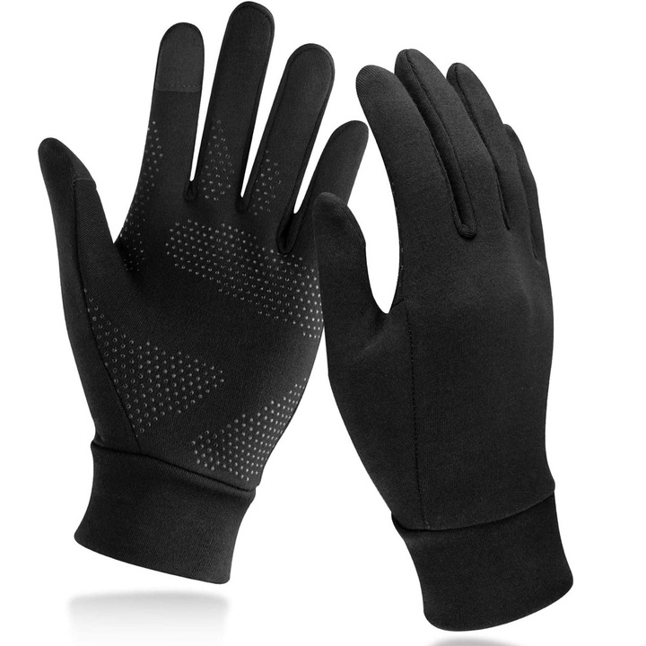 Sportkesztyű, érintőképernyős, csúszásmentes, fekete, elasztán, 8-9cm x 19-20cm