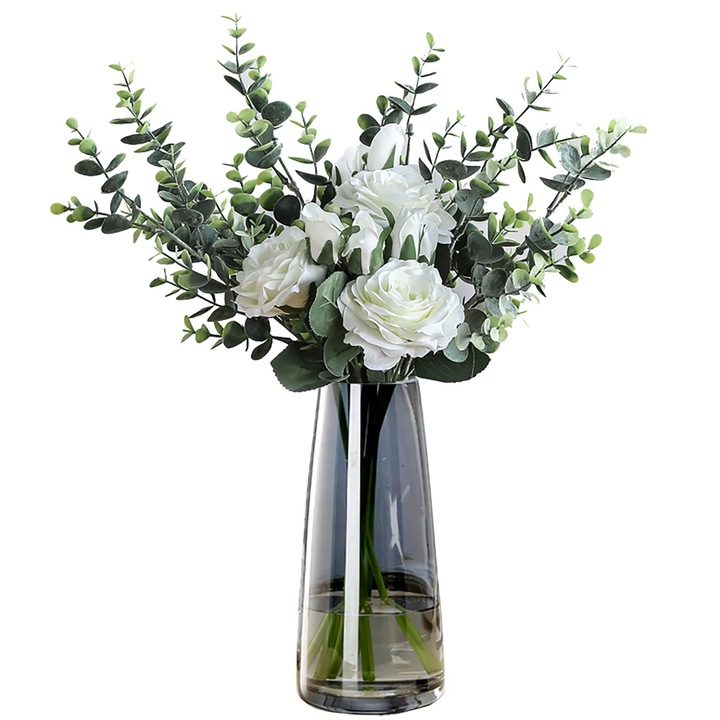 Vaza decorativa, sticla fumurie, 6.5x22cm, set de 3 culori