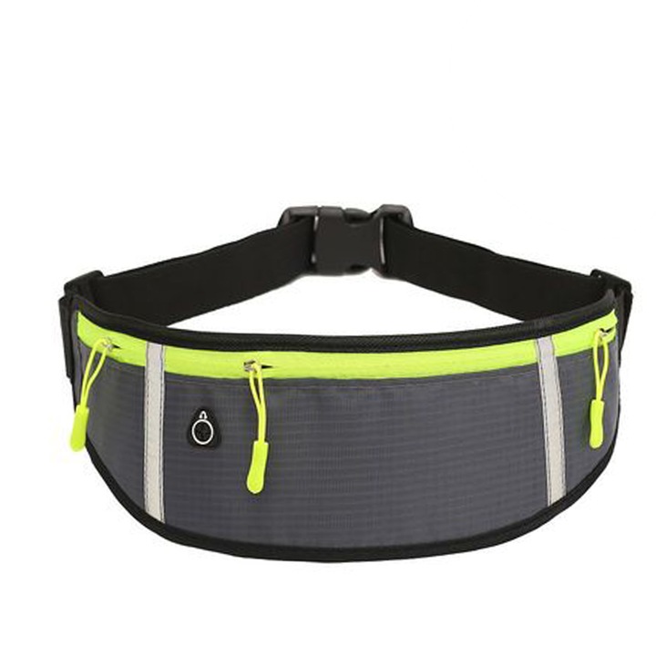 Sporttáska, multifunkcionális, fényvisszaverő, vízálló, fekete/szürke/kék terepmintás, 45x12cm