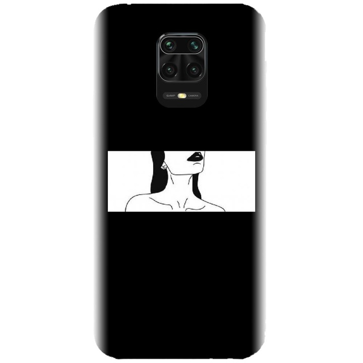 Husa din silicon compatibila cu Xiaomi Redmi Note 9s - model Line Art Buze Negre
