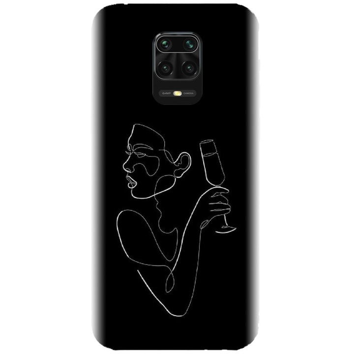 Husa din silicon compatibila cu Xiaomi Redmi Note 9s - model Line Art Champagne