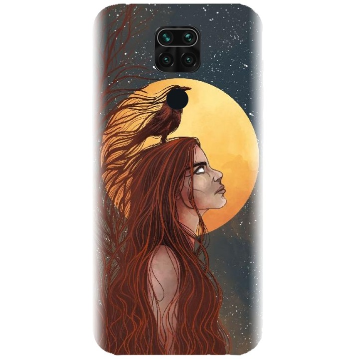 Husa din silicon compatibila cu Xiaomi Redmi Note 9 - model Fantasy Wolf Woman