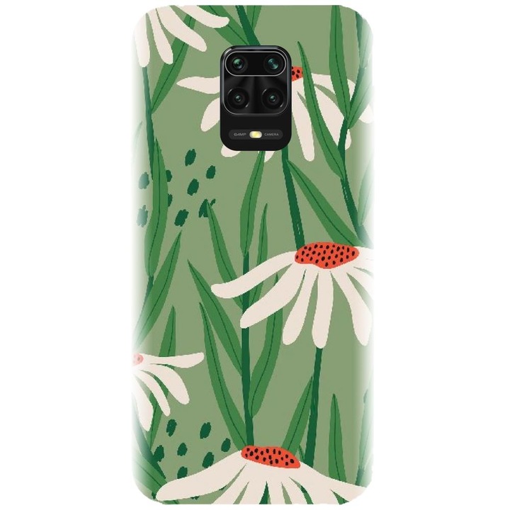 Силиконов капак, съвместим с Xiaomi Redmi Note 9s - модел с илюстрация на цветя