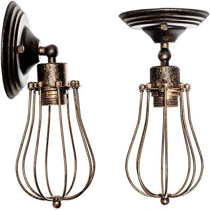 Lampa de perete, model retro, ajustabila, metal, auriu, E27