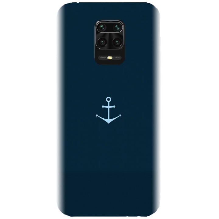 Husa din silicon compatibila cu Xiaomi Redmi Note 9s - model Blue Navy Anchor Illustration