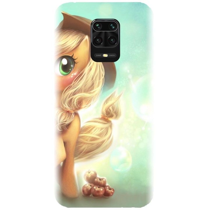 Husa din silicon compatibila cu Xiaomi Redmi Note 9s - model Cute pony AppleJack