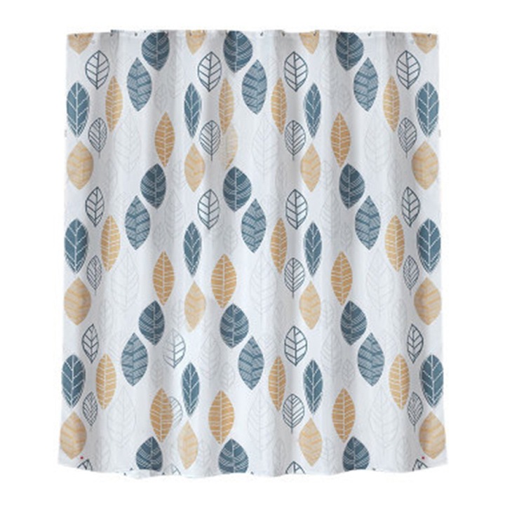 Set perdele textil impermeabil, albastru, 180x180cm/180x200cm, cu 12 carlige inclusе