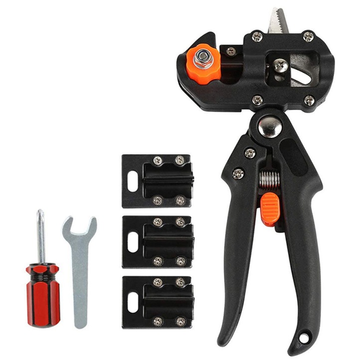 Set de gardinarit 2 in 1, foarfece pentru altoire si taiere, ABS + Otel carbon, pentru ramuri pana la 14mm, multicolor