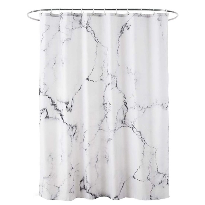 Set Perdele, textura marmura, impermeabil, uscare rapida, 180x180cm, multicolor