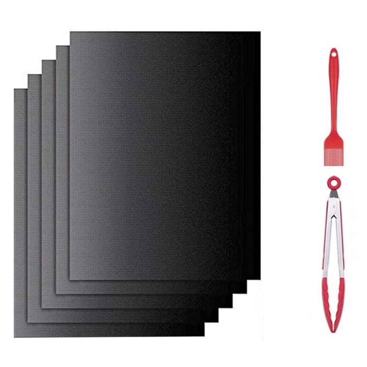 Grill szőnyeg szett, üvegszálas, tapadásmentes, hőálló, 330x400x0.2mm, többszínű