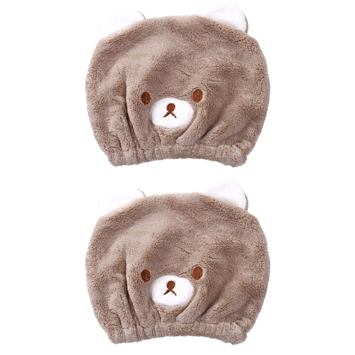 Set 2 Caciuli de Baie pentru Copii, Microfibra, Absorbante, Multicolor, 24x18cm