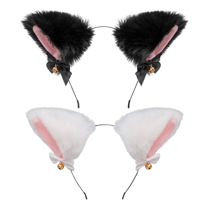 Bentita cu urechi de pisica, plush, elastica, multicolor