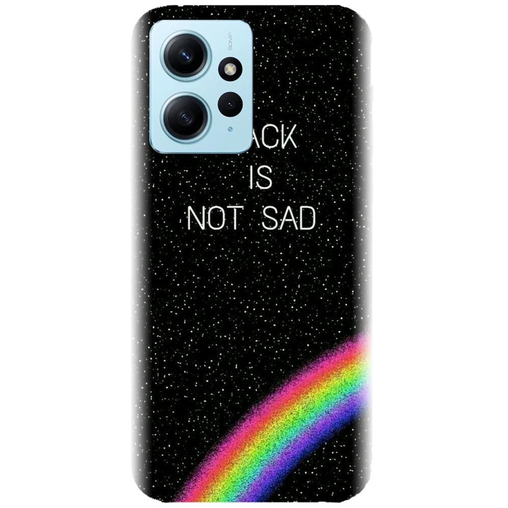 Силиконов калъф, съвместим с модел Xiaomi Redmi 12 4g / 5g - Black Is Not Sad