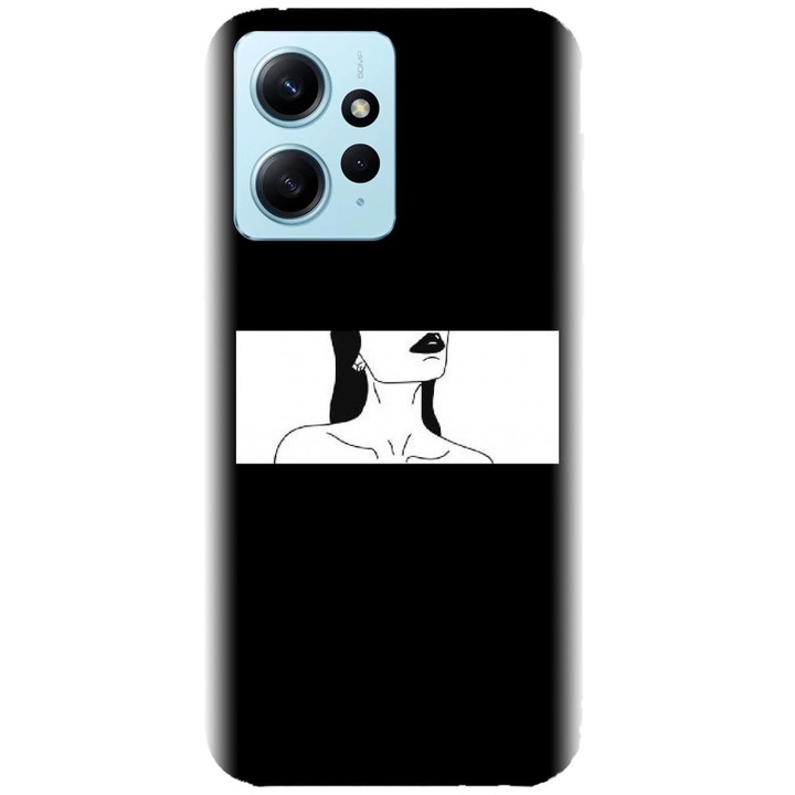 Силиконов капак, съвместим с модел Xiaomi Redmi 12 4g / 5g - Line Art Black Lips