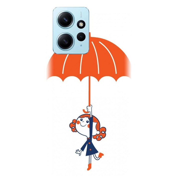 Силиконов кейс съвместим с Xiaomi Redmi 12 4g / 5g - Момиче и модел Чадър