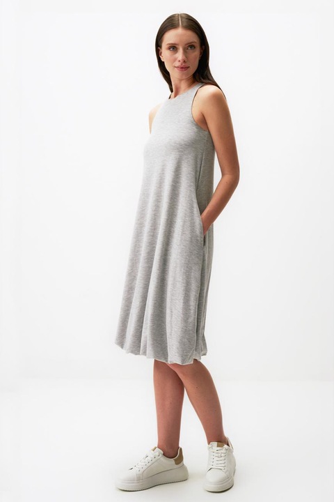 JIMMY KEY, Rochie cu maneci scurte si buzunare, Gri melange, M