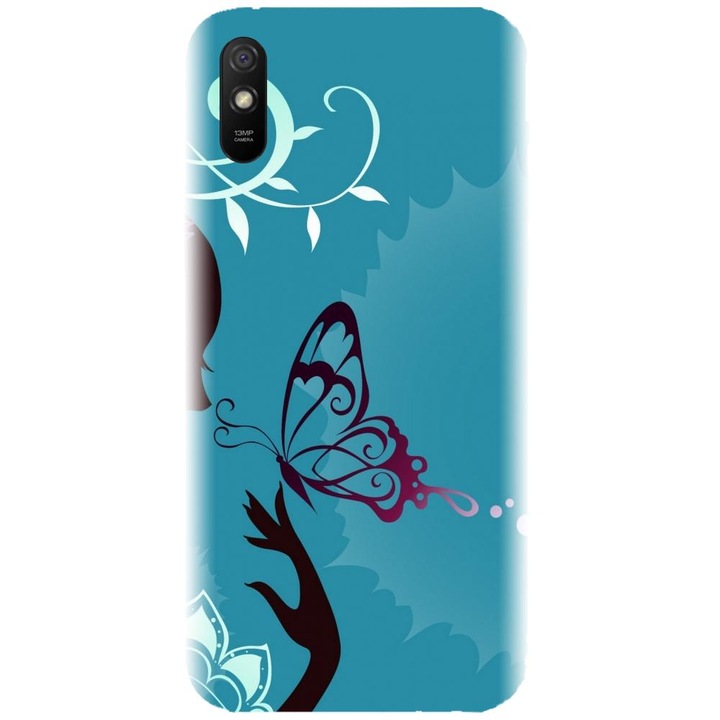 Силиконов кейс, съвместим с Xiaomi Redmi 9A / 9AT - модел Blue Butterfly