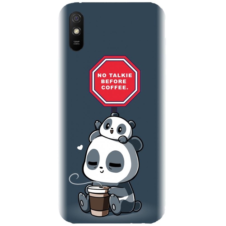 Силиконов калъф, съвместим с Xiaomi Redmi 9A / 9AT - модел Panda Coffee