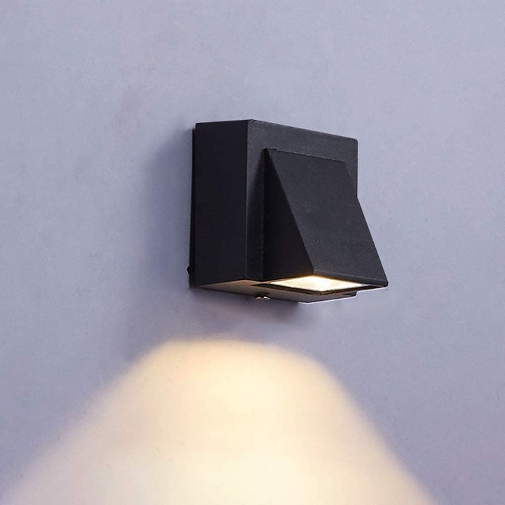 Lampa de perete exterior, rezistenta la intemperii, negru, 15x8x6.8cm, set